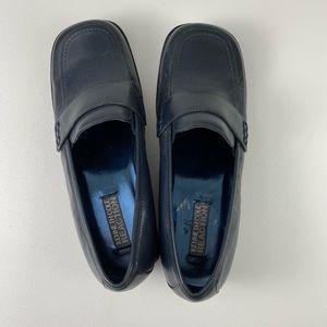 Navy Blue Loafer Leather Kenneth Cole Reaction 5  Like New Chunky Heel Retro